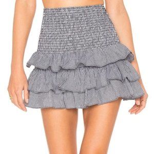 Tularosa Blue Gingham Plaid Ruffled Skirt